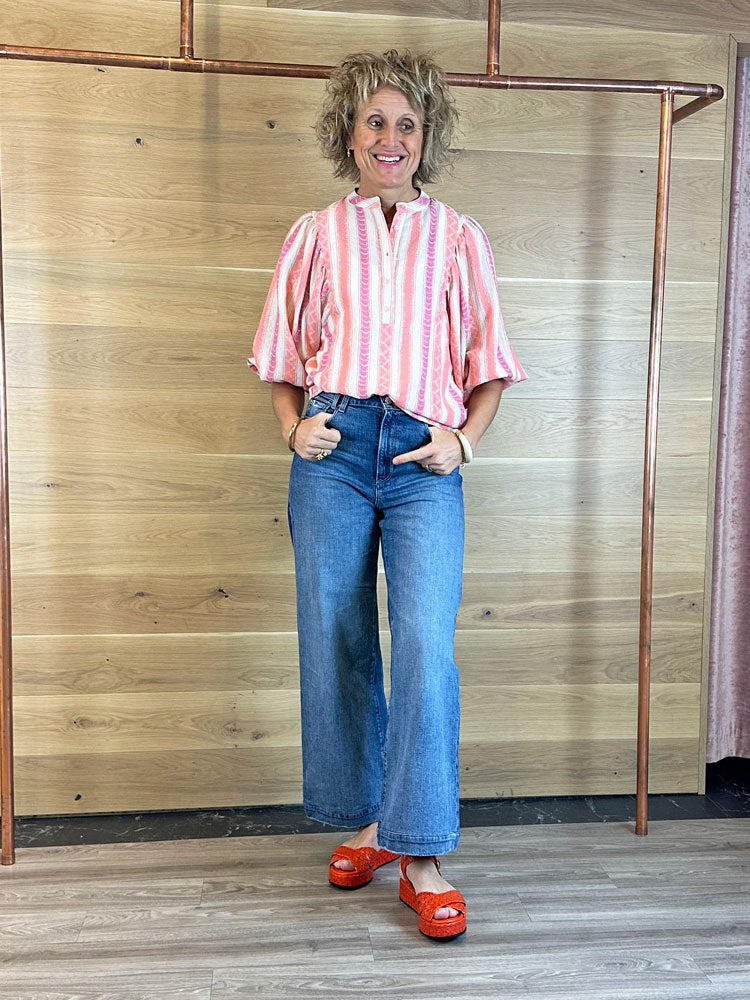 Pulz PzBetty Blouse Pink Off White