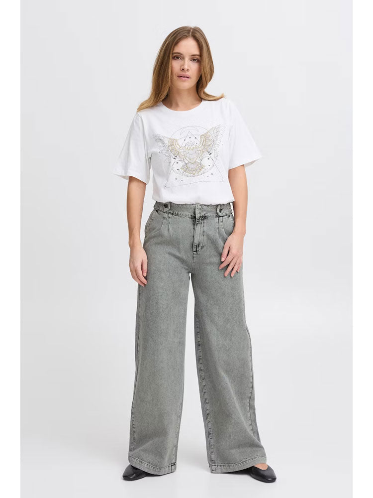 Pulz PzVicky Wide Leg Jeans Grey