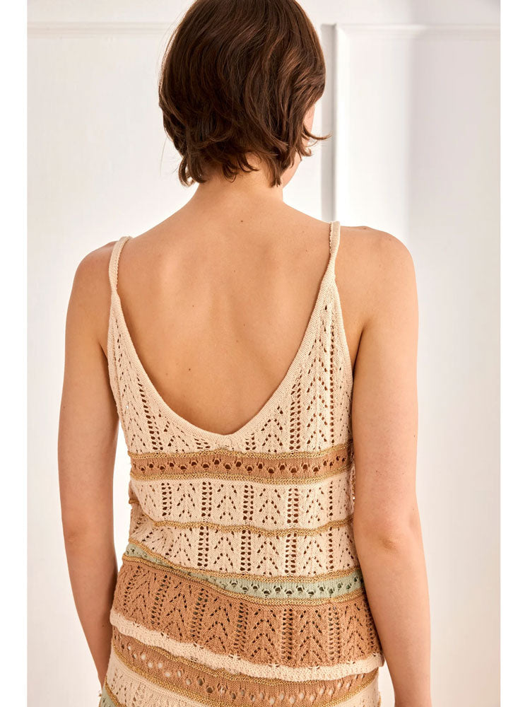 Nekane Cotton Knitted Top Aqua