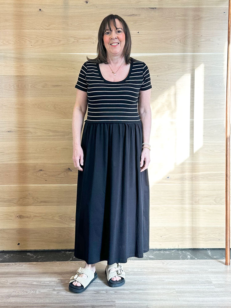 Riani Short Sleeve T-Shirt Dress Black Patterned