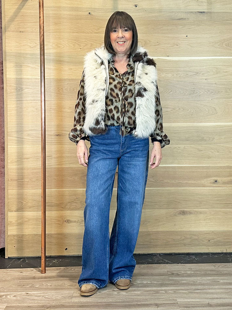 Luisa Cerano Animal Print Blouse Brown