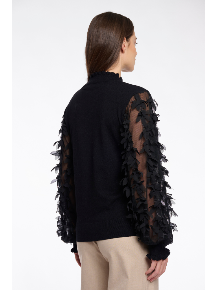 Rino &amp; Pelle Romi Knit with Mesh Sleeves Black