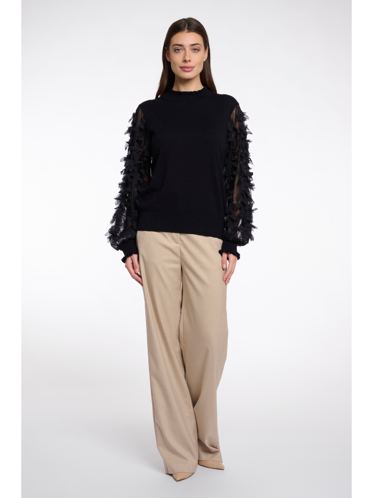 Rino &amp; Pelle Romi Knit with Mesh Sleeves Black