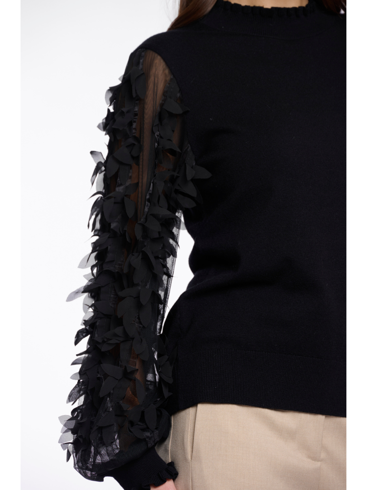 Rino &amp; Pelle Romi Knit with Mesh Sleeves Black