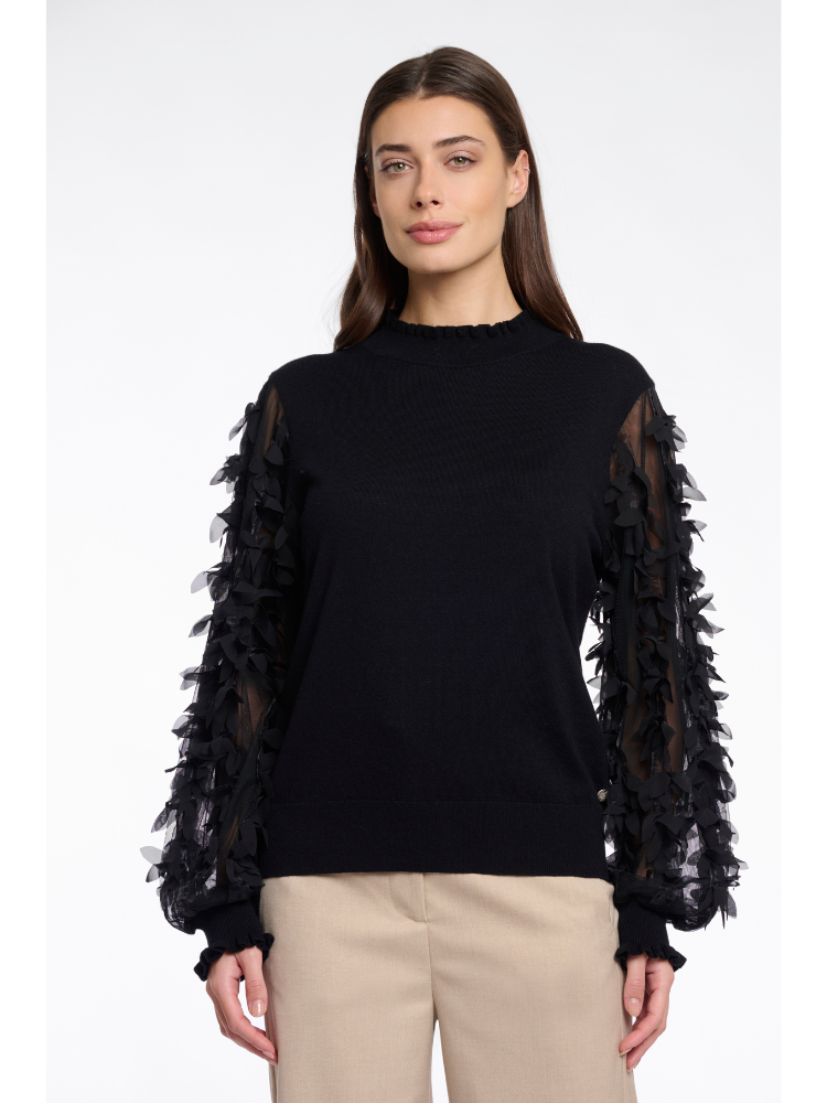 Rino &amp; Pelle Romi Knit with Mesh Sleeves Black