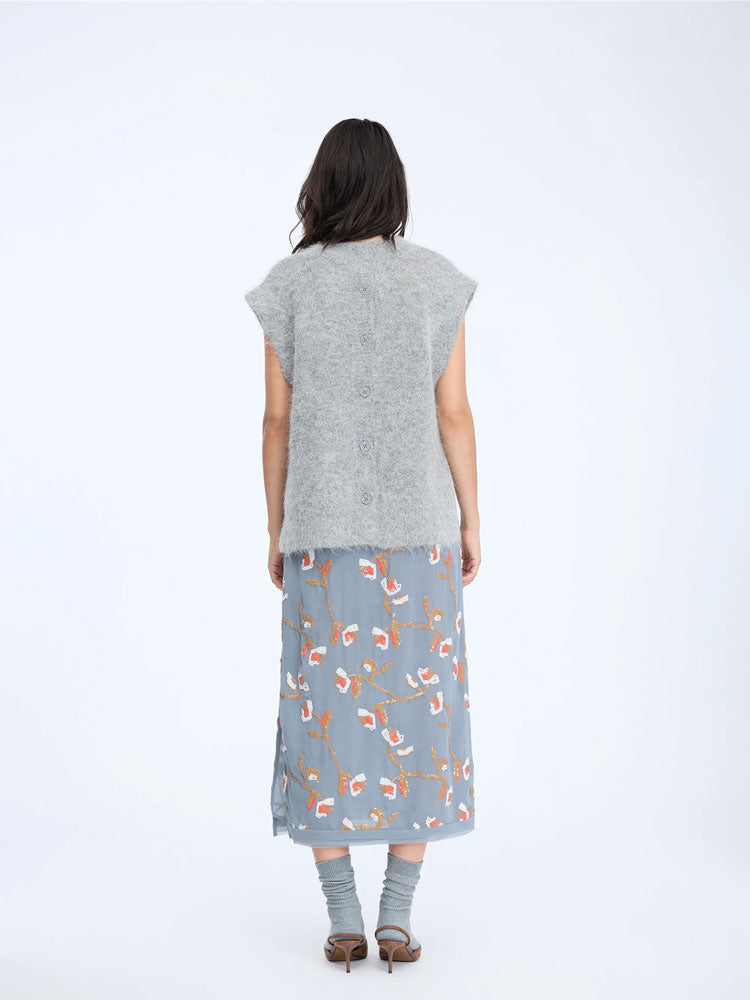 Munthe Rydine Button Back Grey Sleeveless Jumper