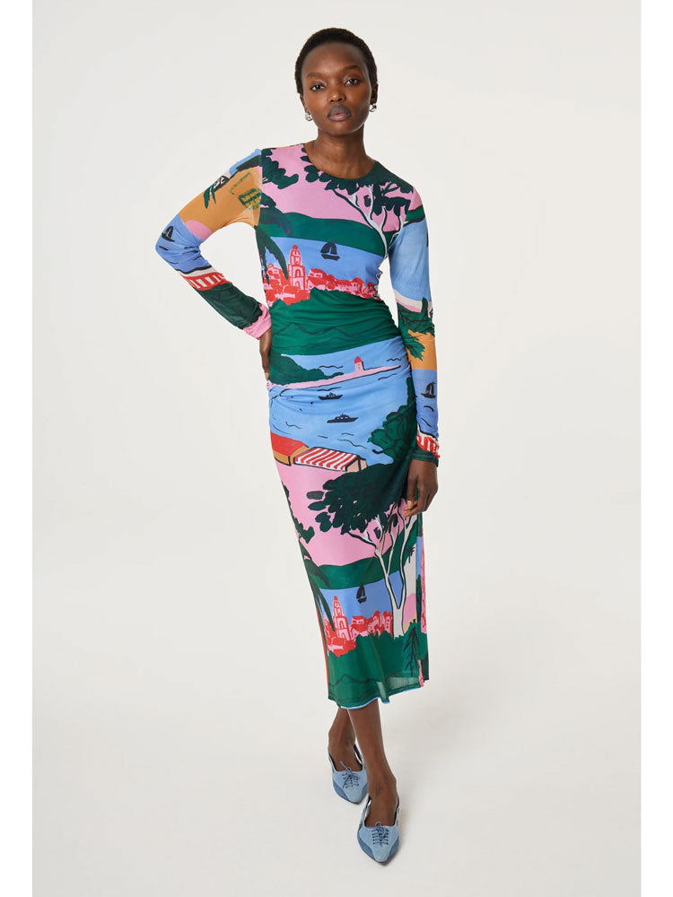 Fabienne Chapot Samara Mesh Dress Marina Blue/Evergreen