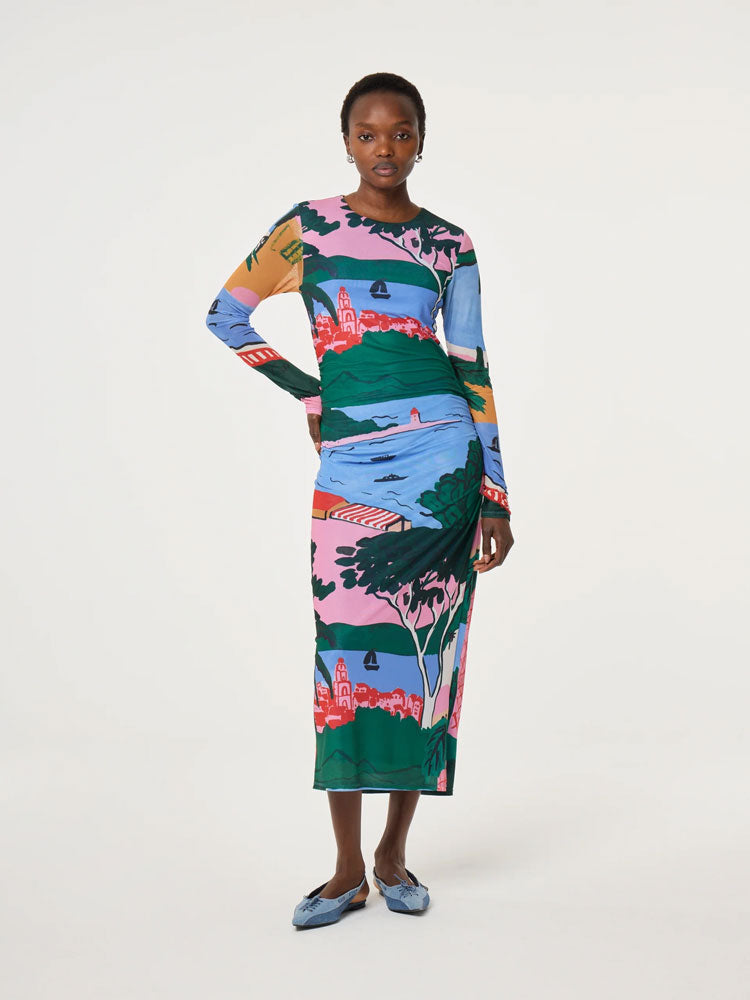 Fabienne Chapot Samara Mesh Dress Marina Blue/Evergreen