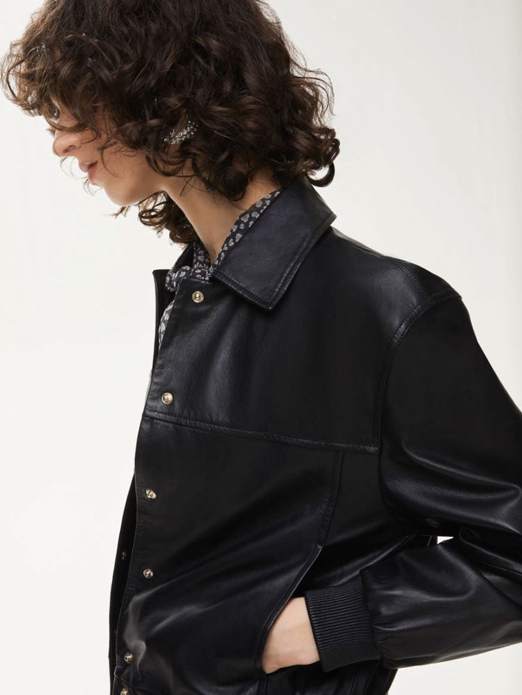 zz25 iBlues Sbarra Black Leather Jacket