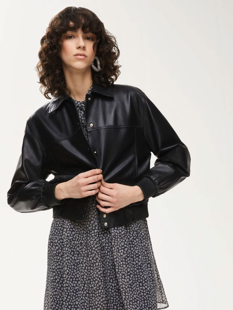 zz25 iBlues Sbarra Black Leather Jacket