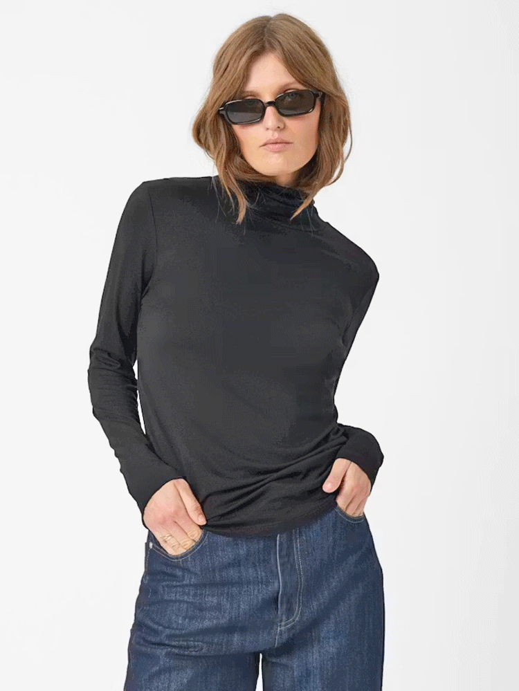 Soaked SLHanadi Rollneck LS Black