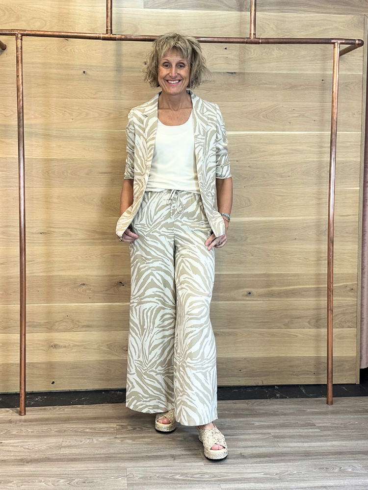 Soaked SLShirley Wide Printed Pants White Pepper