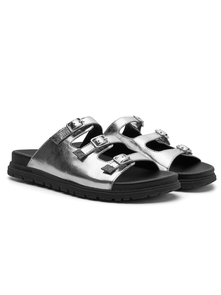 Shoe The Bear Ellen Metallic Sandals Black &amp; Silver