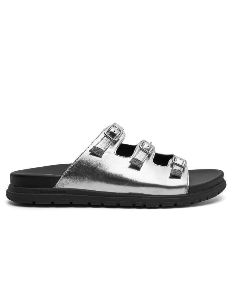 Shoe The Bear Ellen Metallic Sandals Black &amp; Silver