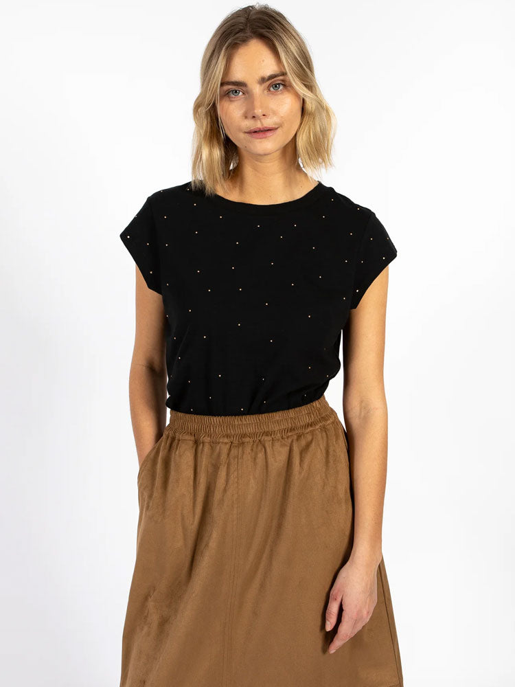 CC Heart Stud T-Shirt Black