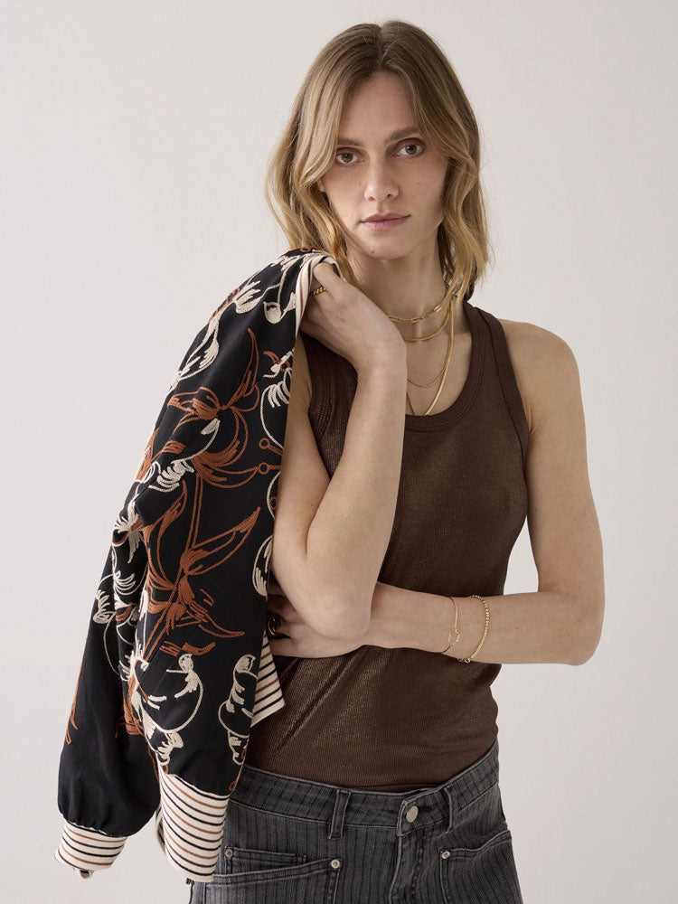Summum Ribbed Tank Top Coffee