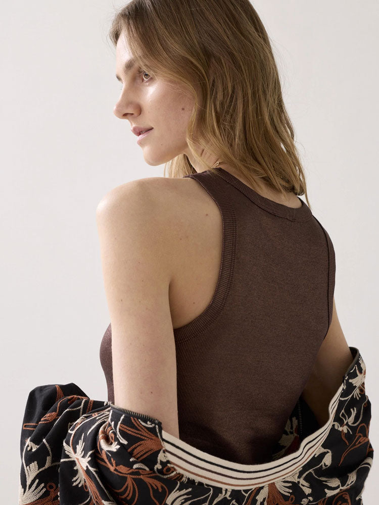 Summum Ribbed Tank Top Coffee