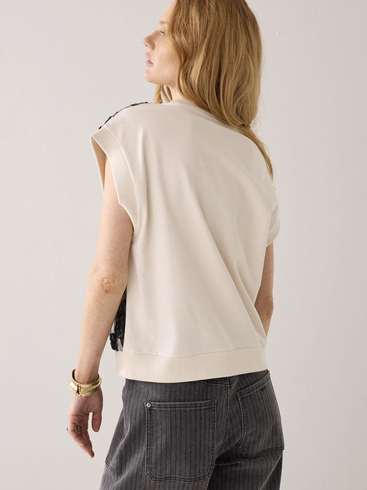Summum Floral Top Ivory