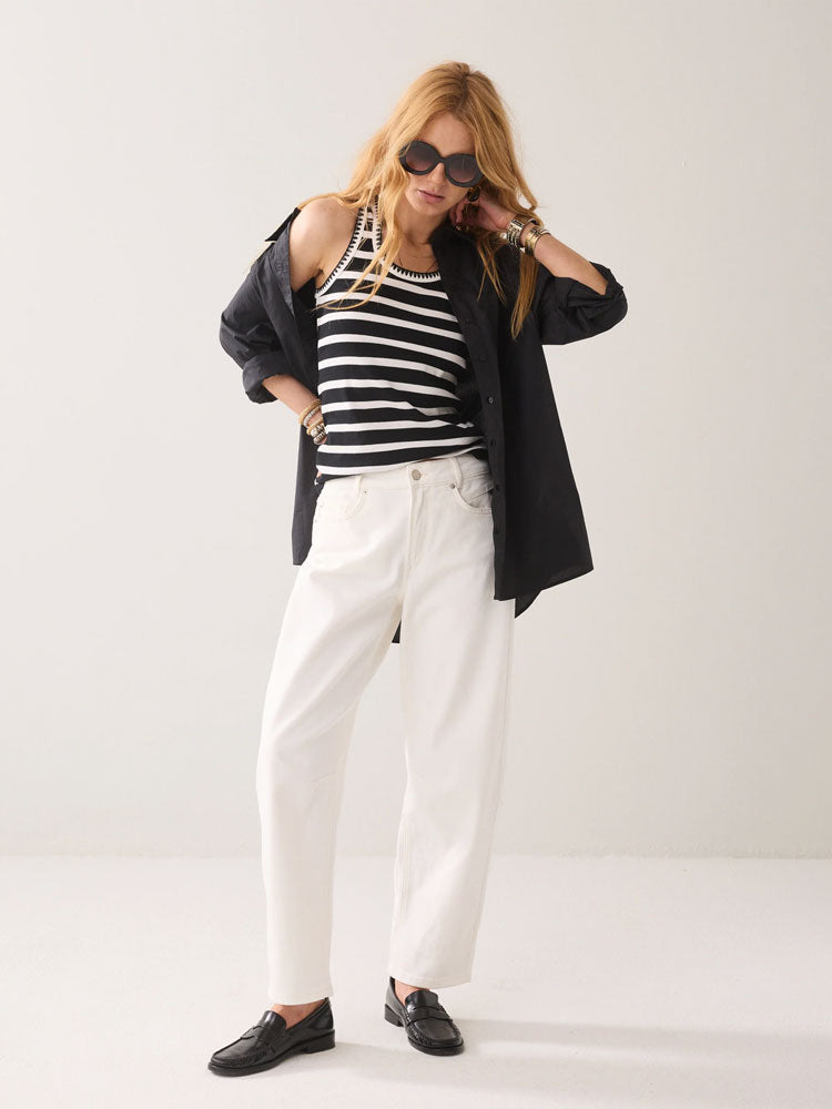 Summum Tank Top Stripe Feston Stitch Black