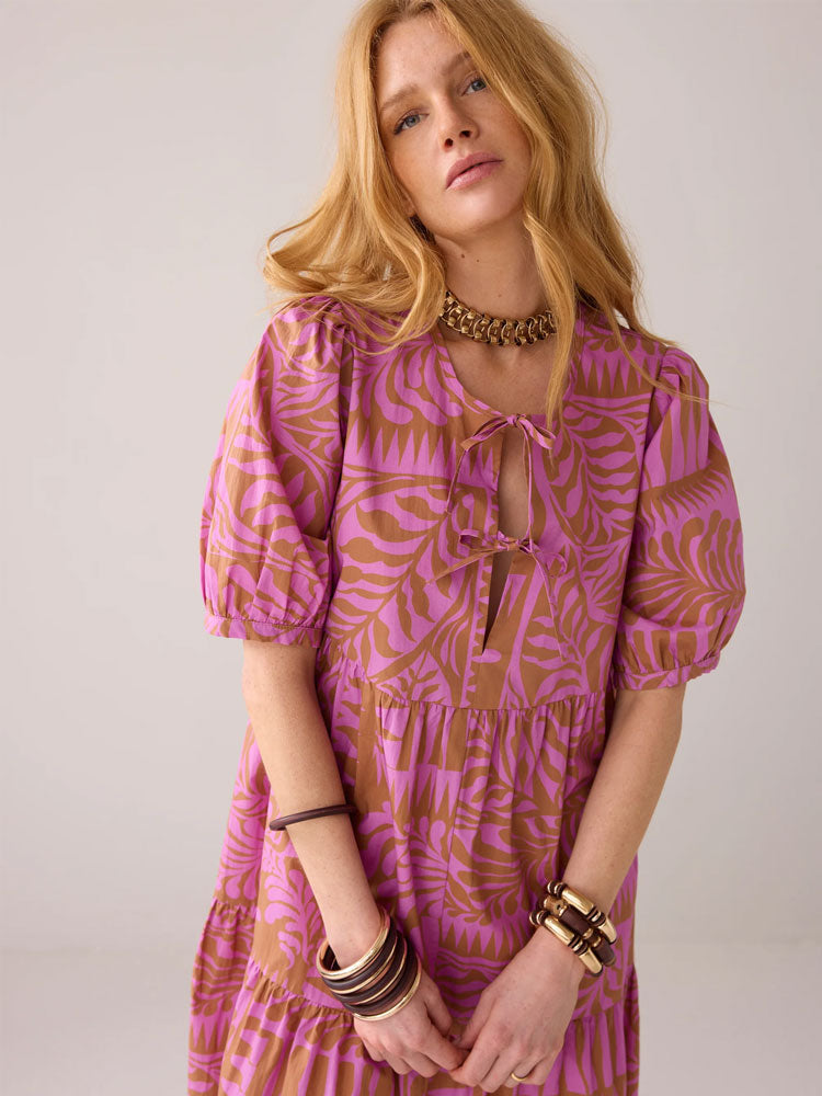Summum Two Tone Print Dress Cyclaam