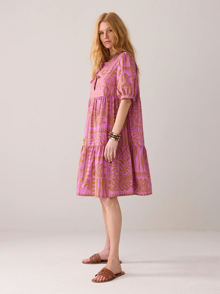 Summum Two Tone Print Dress Cyclaam