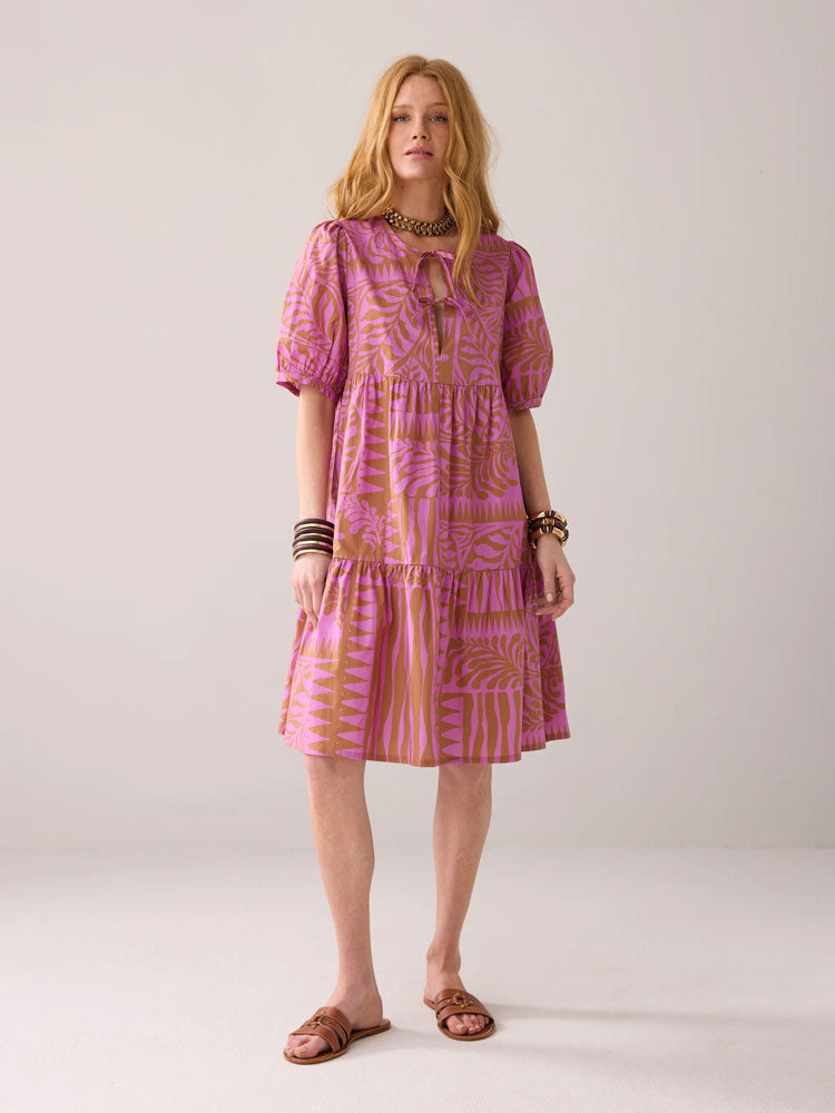 Summum Two Tone Print Dress Cyclaam