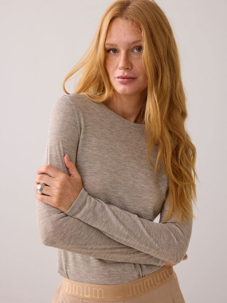 Summum Long Sleeve Shimmer Top Funghi