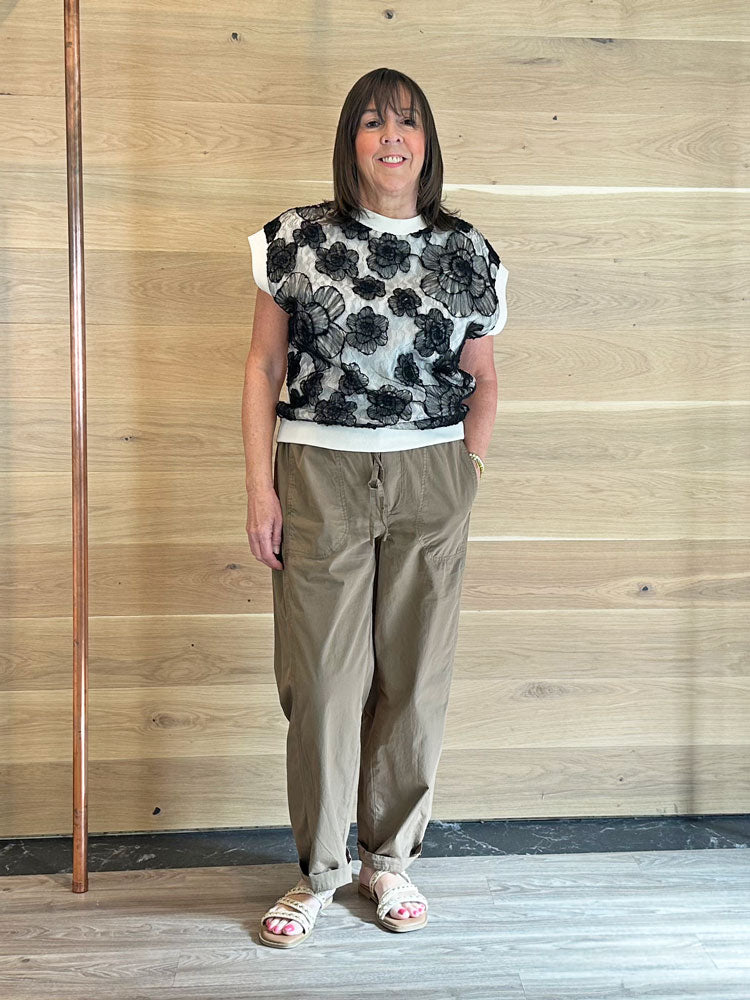 Summum Floral Top Ivory