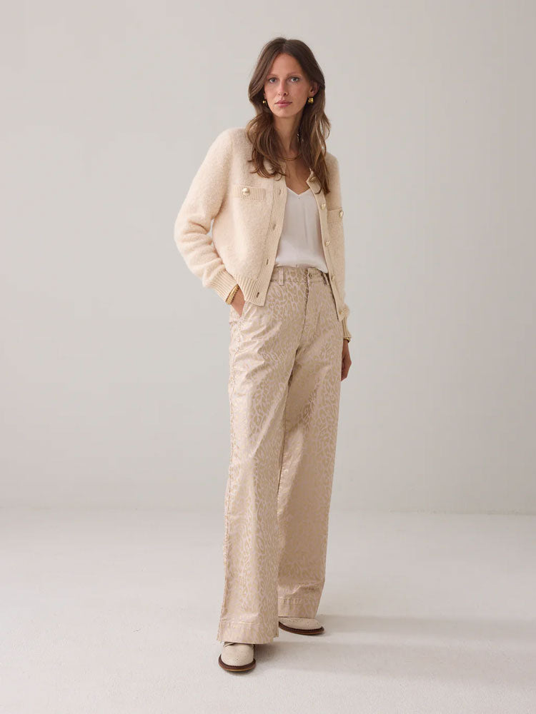 Summum Leopard Print Trousers Prosecco