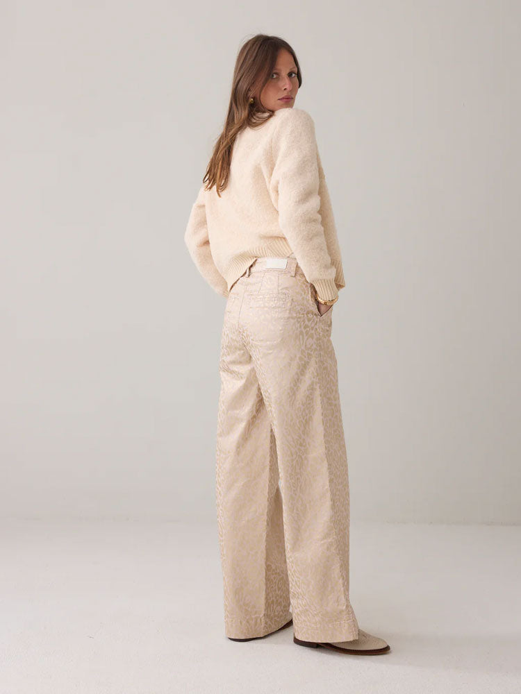 Summum Leopard Print Trousers Prosecco