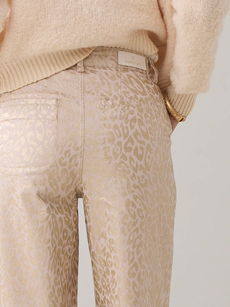 Summum Leopard Print Trousers Prosecco