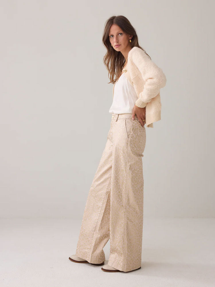 Summum Leopard Print Trousers Prosecco