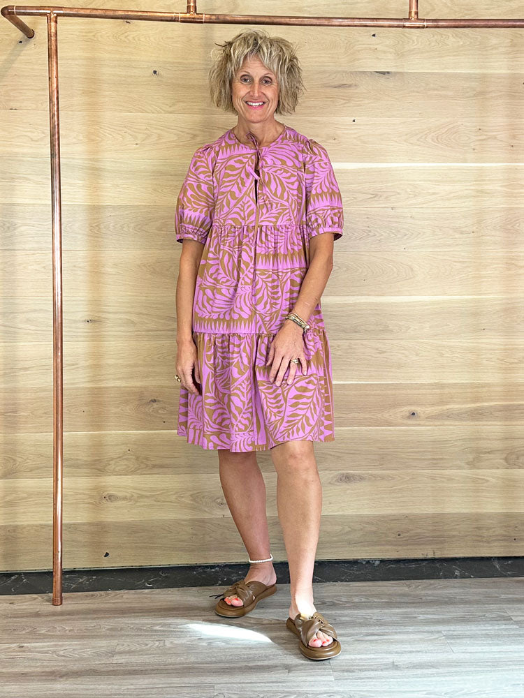 Summum Two Tone Print Dress Cyclaam