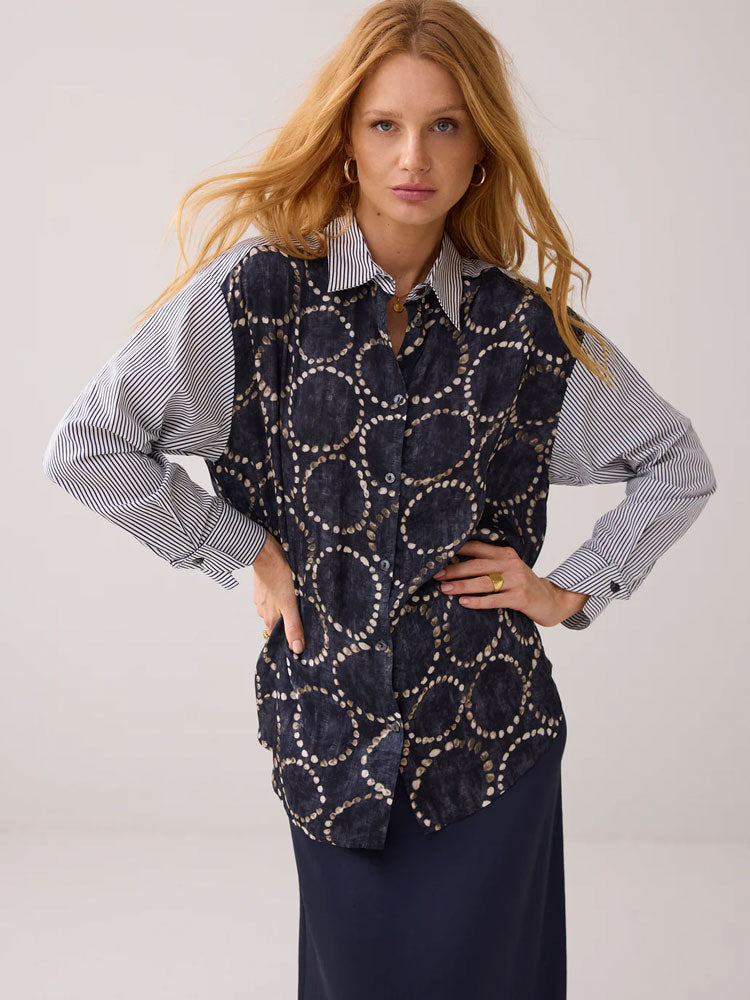 Summum Printed Shirt Midnight Blue