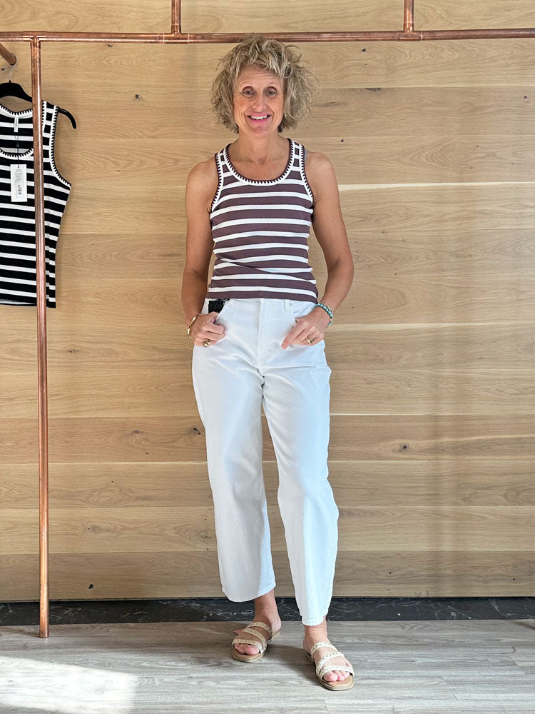 Summum Tank Top Stripe Feston Stitch Deep Fig