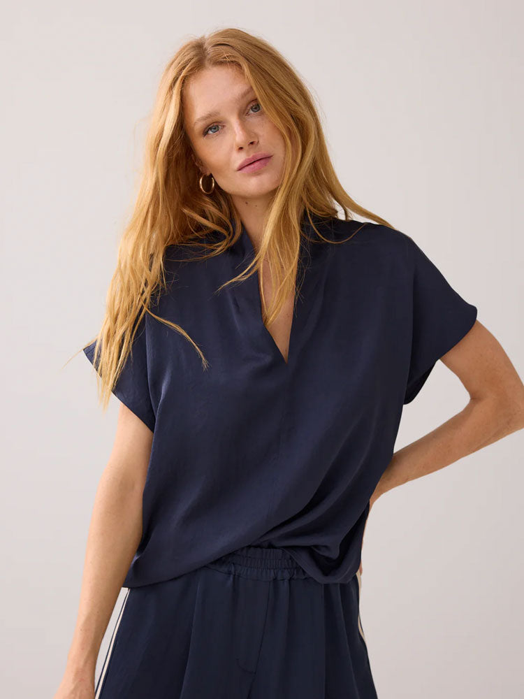 Summum Short Sleeve Silky Touch Top Midnight Blue
