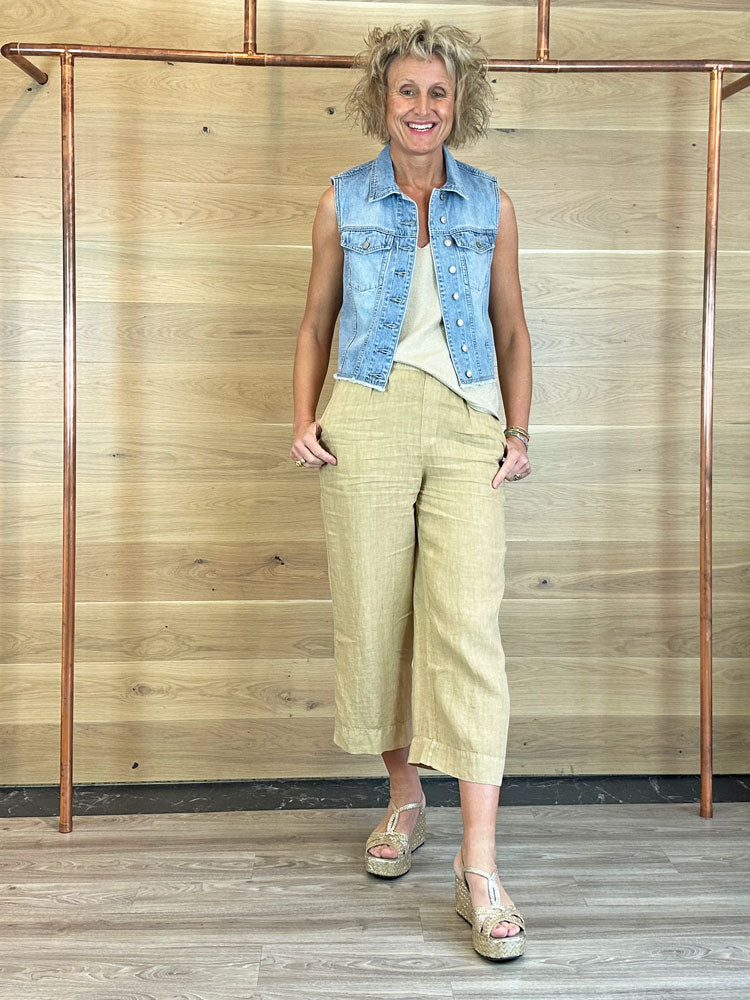 Oui Linen Trousers Camel