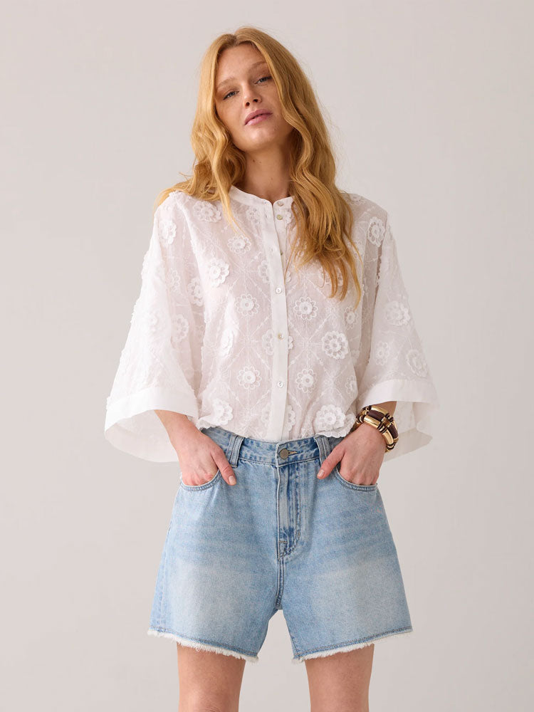 Summum Blouse with 3D Flowers White