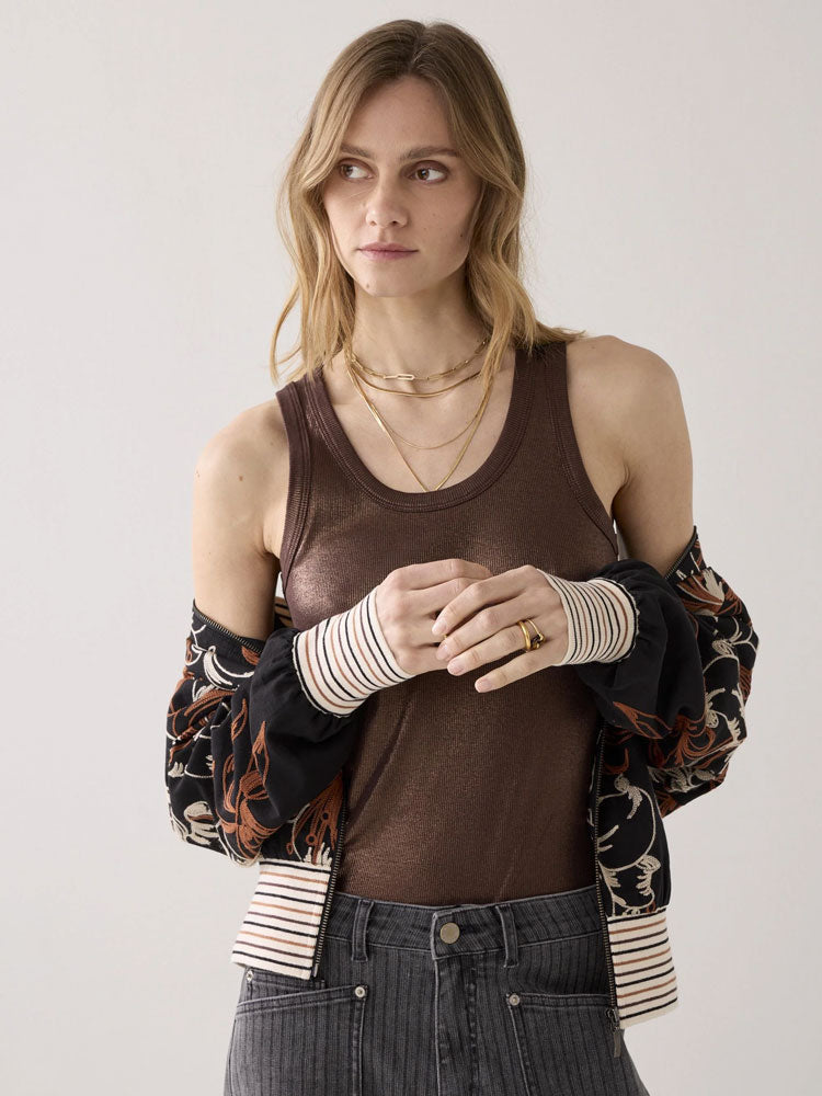 Summum Ribbed Tank Top Coffee