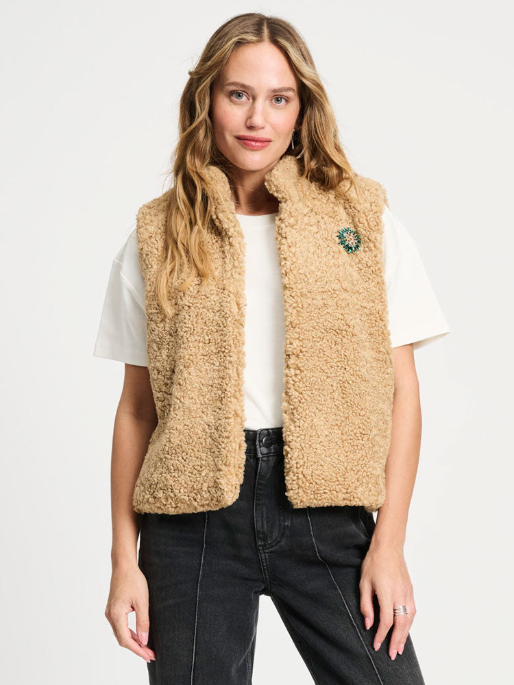 Pom Teddy Love Gilet Brown