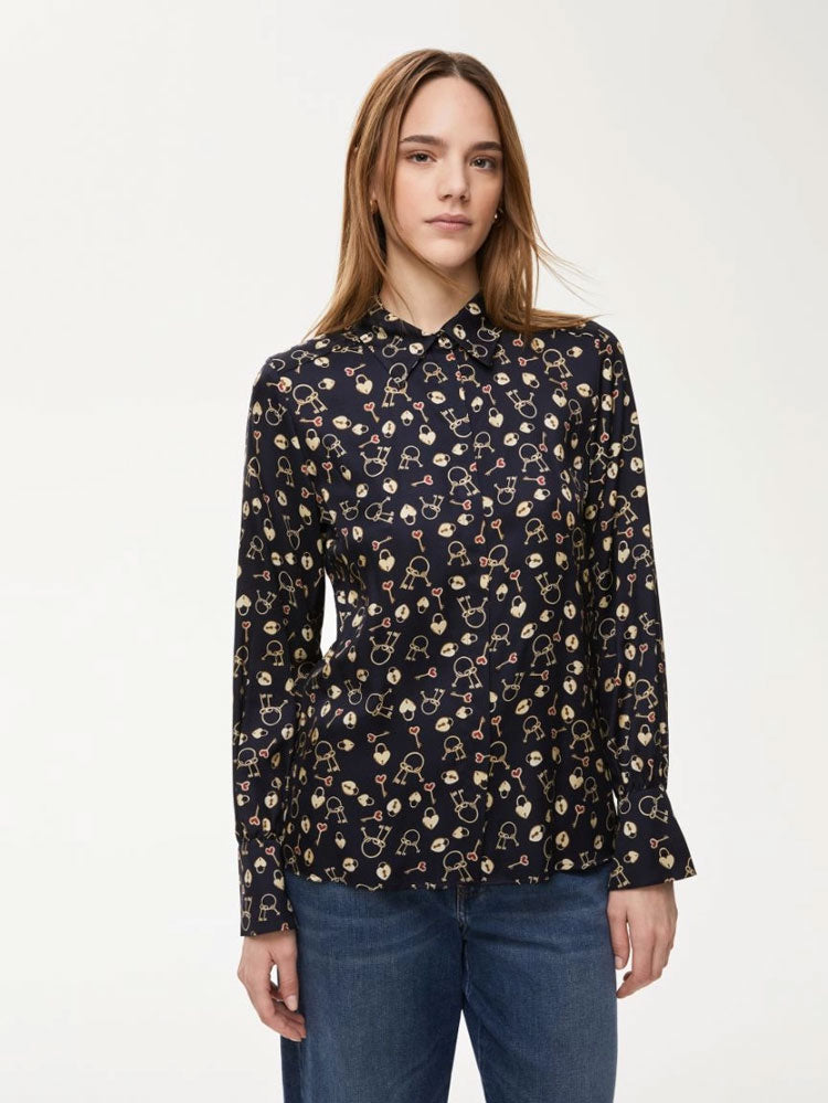 zzw25 Teresa Shirt Navy Padlock
