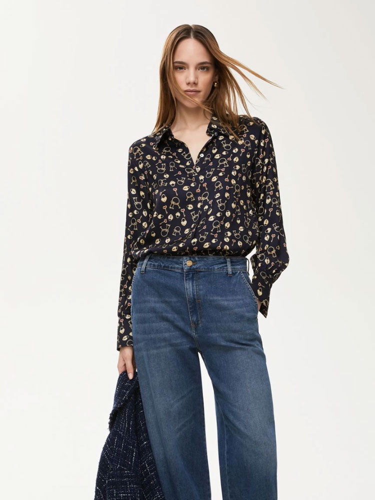 zzw25 Teresa Shirt Navy Padlock