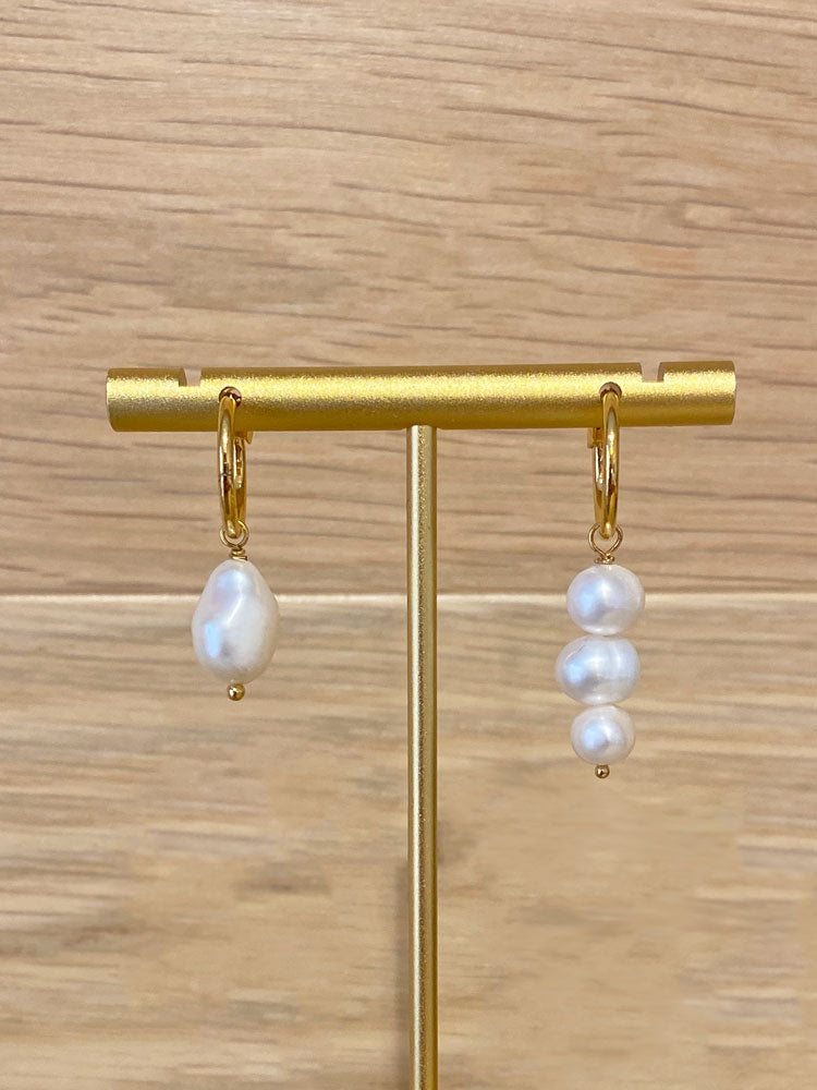 The Hatton Jewellery Single and Triple Pearl Drop Earrings