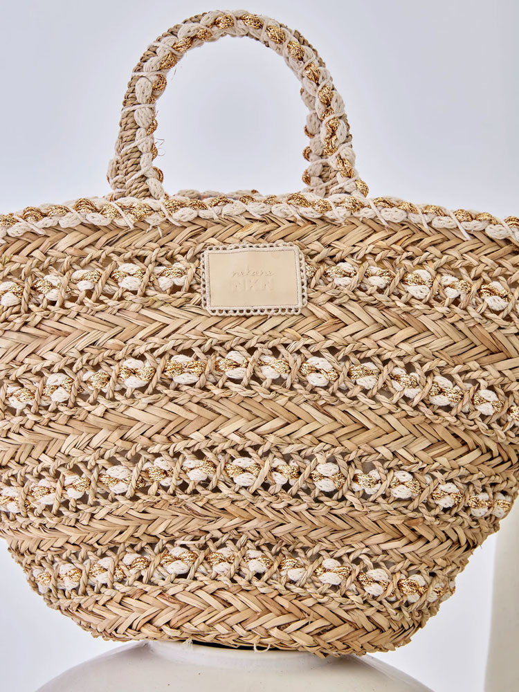Nekane Raffia & Lurex Handbag Natural