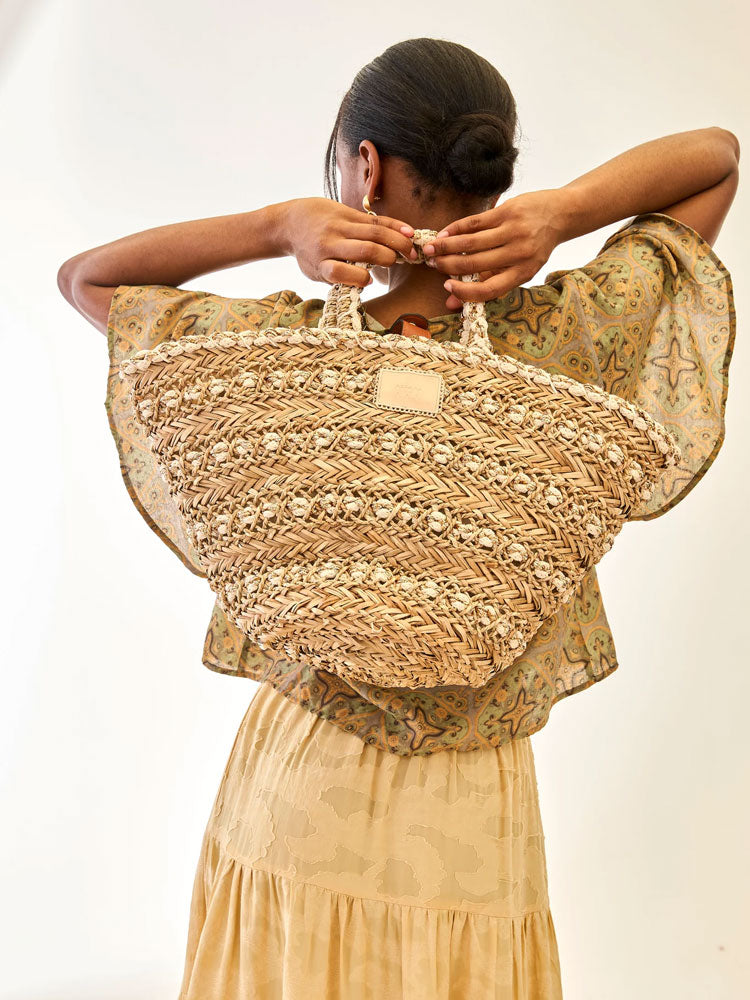 Nekane Raffia & Lurex Handbag Natural