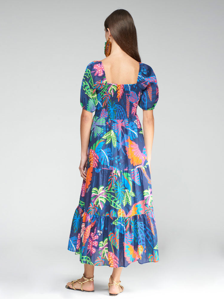 Vilagallo Dress Navy Jungle Tropical