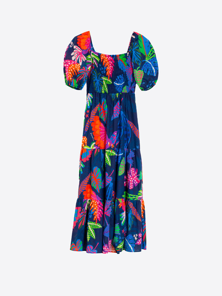 Vilagallo Dress Navy Jungle Tropical