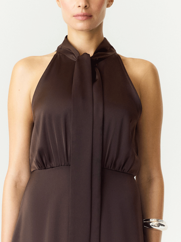 YAS Yasthea Halter Neck Maxi Dress Coffee Bean