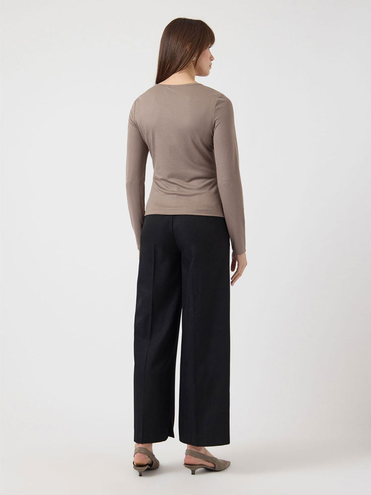 Yas Yaspaloma Long Sleeve Top Taupe Grey