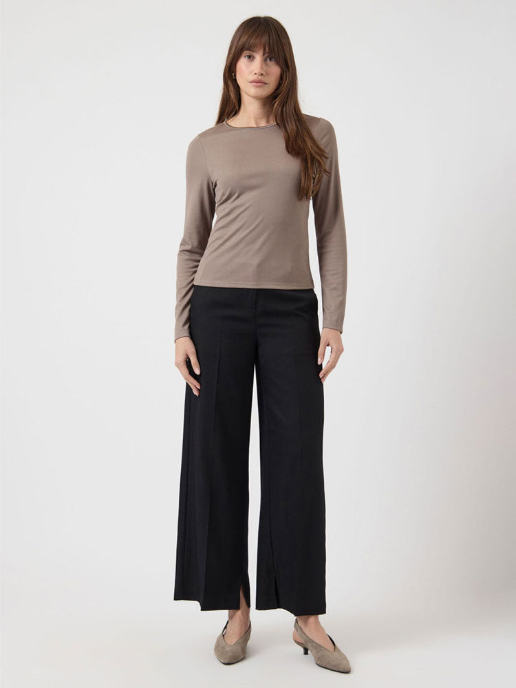 Yas Yaspaloma Long Sleeve Top Taupe Grey